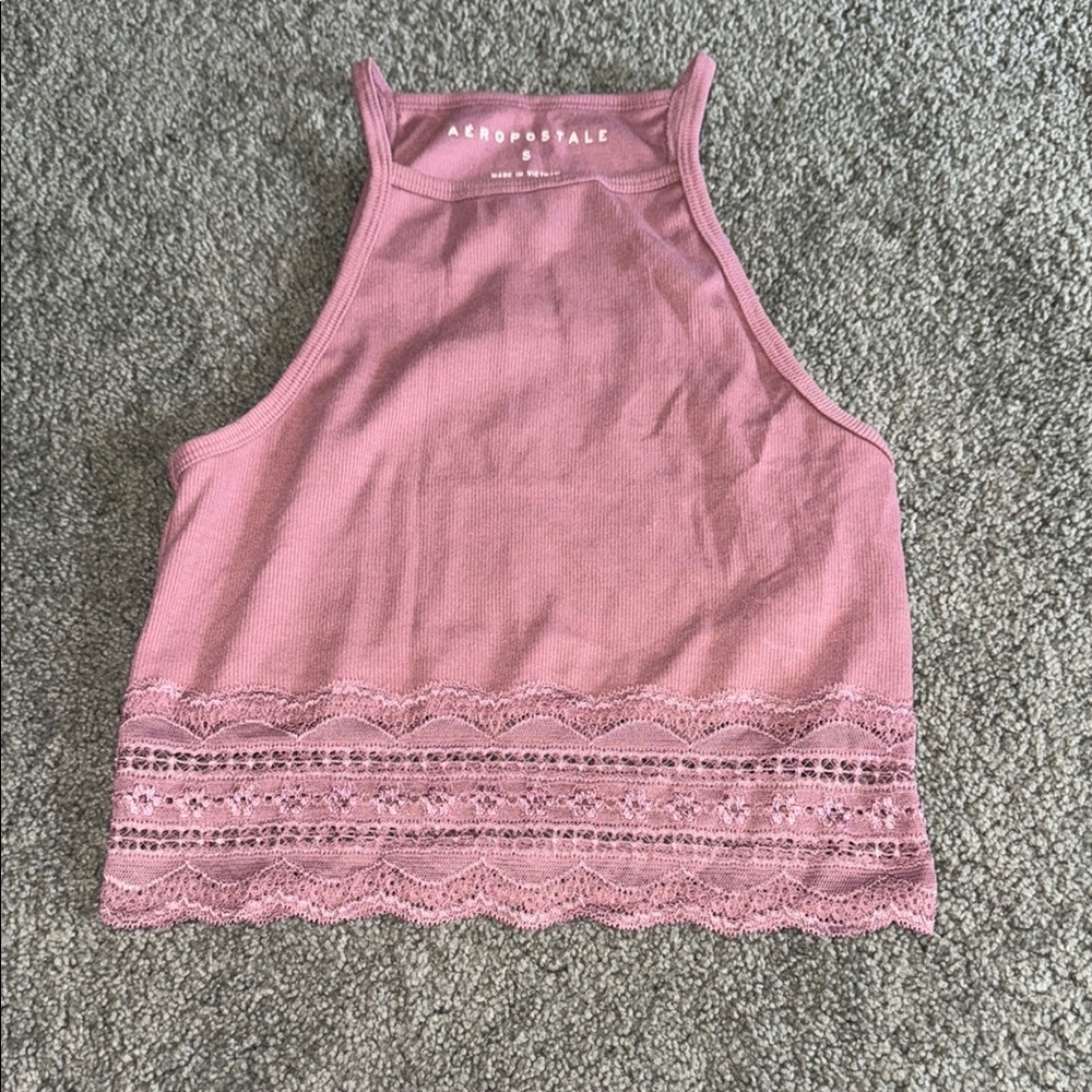 Aeropostale Pink Lace Trim Women's Top
